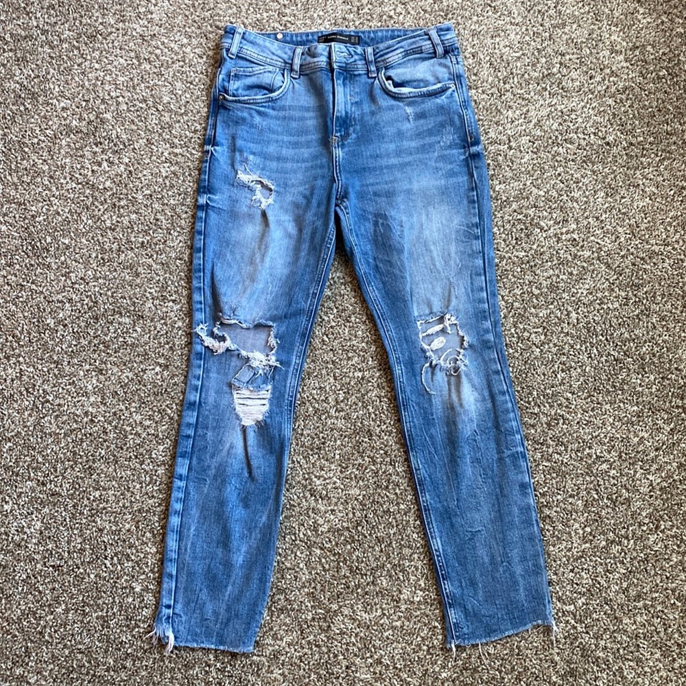 Zara Trafaluc Distressed Denim Jean